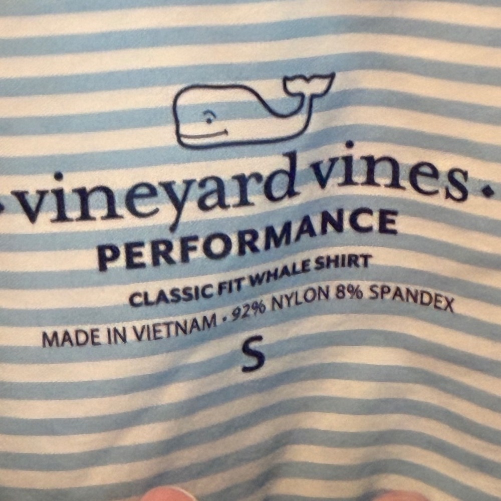 Vineyard Vines Performance Whale Shirt Men Small Blue Stripe Classic Fit Stretch - Picture 3 of 9